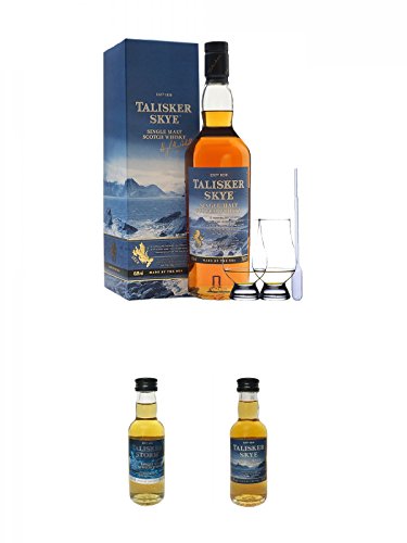 Talisker SKYE Single Malt Whisky 0,7 ltr. + 2 Glencairn Gläser und Einwegpipette + Talisker Storm Isle of Skye Single Malt Whisky 0,05 Liter Miniatur + Talisker SKYE Single Malt Whisky 0,05 Liter Miniatur von Unbekannt