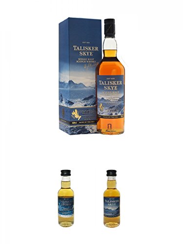 Talisker SKYE Single Malt Whisky 0,7 ltr. + Talisker Storm Isle of Skye Single Malt Whisky 0,05 Liter Miniatur + Talisker SKYE Single Malt Whisky 0,05 Liter Miniatur von Unbekannt
