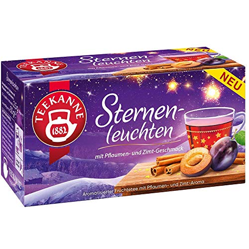 Teekanne Früchtetee STERNENLEUCHTEN mit Pflaumen- und Zimt Geschmack (20 Beutel je 2,5 Gramm / insg. 50 Gramm) WEIHNACHTEN HIGHLIGHT von Unbekannt