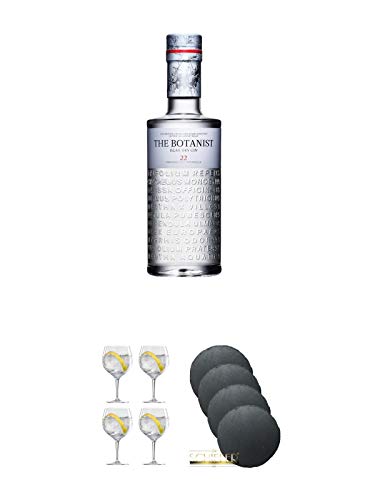 The Botanist Islay Dry Gin 1,5 Liter neue Aufmachung (Magnum) + Spiegelau Gin & Tonic 4390179 4 Gläser + Schiefer Glasuntersetzer rund 4 x ca. 9,5 cm Durchmesser von Unbekannt