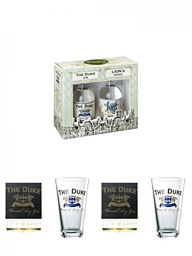 The Duke Gin/Lions Vodka Set 2 x 0,1 Liter + Schiefer Glasuntersetzer "The Duke Gin" eckig ca. 9,5 cm Durchmesser + The Duke Long Drink Glas 0,3 Liter 1 Stück + Schiefer Glasuntersetzer "The Duke Gin" eckig ca. 9,5 cm Durchmesser + The Duke Long Drink Gla The Duke Gin/Lions Vodka Set 2 x 0,1 Liter + Schiefer Glasuntersetzer "The Duke Gin" eckig ca. 9,5 cm Durchmesser + The Duke Long Drink Glas 0,3 Liter 1 Stück + Schiefer Glasuntersetzer "The Duke Gin" eckig ca. 9,5 cm Durchmesser + The Duke Long Drink Gla von Unbekannt