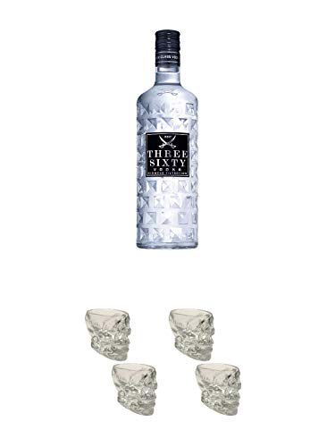 Three Sixty Vodka 0,5 Liter + Wodka Totenkopf Shotglas 2 Stück + Wodka Totenkopf Shotglas 2 Stück von Unbekannt