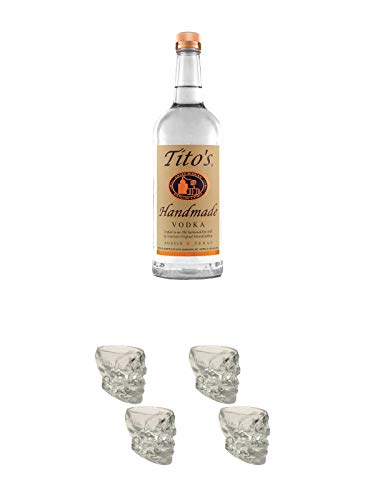 Titos Handmade Wodka 0,7 Liter + Wodka Totenkopf Shotglas 2 Stück + Wodka Totenkopf Shotglas 2 Stück von Unbekannt