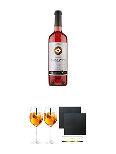 Torres SANTA DIGNA Rose Wein 0,75 Liter + Scavi & Ray Wein Glas 2 Stück + Schiefer Glasuntersetzer eckig ca. 9,5 cm Ø 2 Stück Torres SANTA DIGNA Rose Wein 0,75 Liter + Scavi & Ray Wein Glas 2 Stück + Schiefer Glasuntersetzer eckig ca. 9,5 cm Ø 2 Stück von Unbekannt