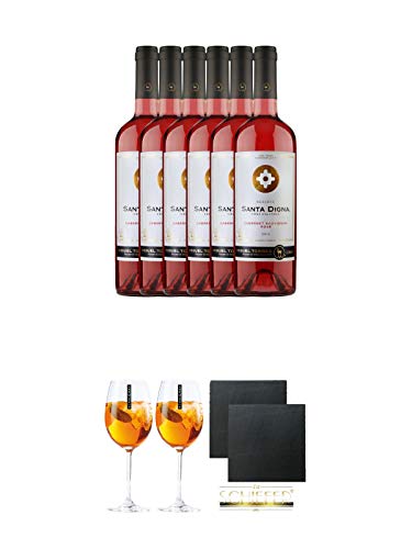 Torres SANTA DIGNA Rose Wein 6 x 0,75 Liter + Scavi & Ray Wein Glas 2 Stück + Schiefer Glasuntersetzer eckig ca. 9,5 cm Ø 2 Stück Torres SANTA DIGNA Rose Wein 6 x 0,75 Liter + Scavi & Ray Wein Glas 2 Stück + Schiefer Glasuntersetzer eckig ca. 9,5 cm Ø 2 Stück von Unbekannt