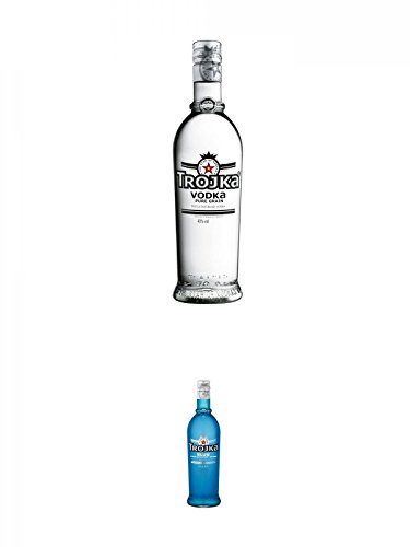 Trojka Vodka Pure Grain 1,0 Liter + Trojka Ice-Mint Likör mit Wodka BLUE 0,7 Liter von Unbekannt
