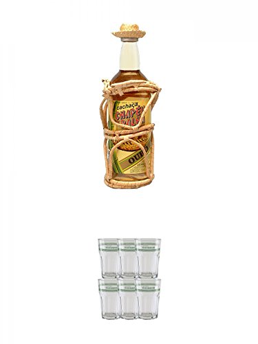 Velho Barreiro Cachaca Chapeu de Palha Gold 0,7 Liter + Velho Barreiro Caipirinha Glas 6 Stück von Unbekannt