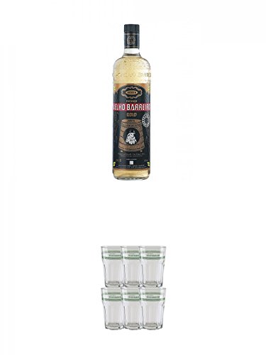 Velho Barreiro Gold Cachaca Originalabfüllung 0,7 Liter + Velho Barreiro Caipirinha Glas 6 Stück von Unbekannt