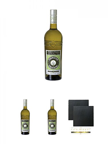 Vermouth de Forcalquier 0,75 Liter + Vermouth de Forcalquier 0,75 Liter + Vermouth de Forcalquier 0,75 Liter + Schiefer Glasuntersetzer eckig ca. 9,5 cm Ø 2 Stück von Unbekannt