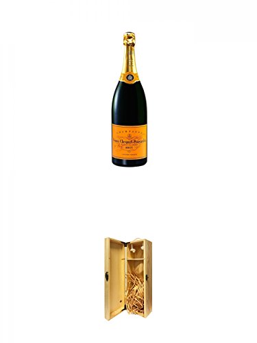 Veuve Clicquot Brut Champagner Frankreich 0,75 Liter + 1a Whisky Holzbox für 1 Flasche mit Hakenverschluss von Unbekannt