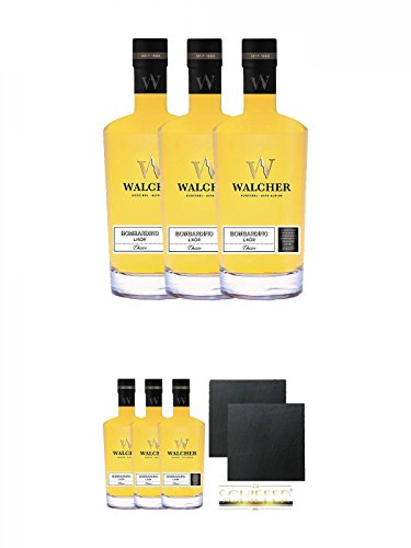 Walcher Bombardino Ei Rum-Likör 17% 3 x 0,7 Liter + Walcher Bombardino Ei Rum-Likör 17% 3 x 0,7 Liter + Schiefer Glasuntersetzer eckig ca. 9,5 cm Ø 2 Stück von Unbekannt