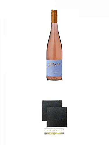 Weingut Diehl Rose 0,75 Liter + Schiefer Glasuntersetzer eckig ca. 9,5 cm Ø 2 Stück von Unbekannt