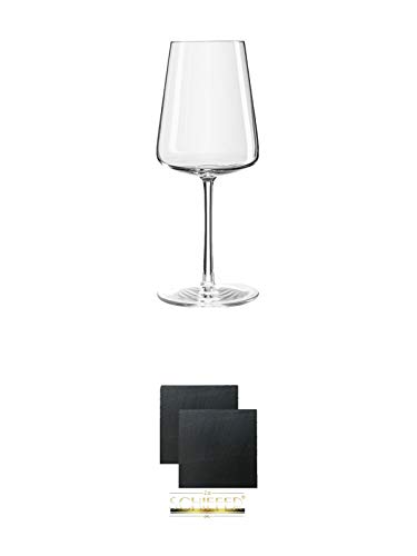 Weißweinglas Stölzle - 1590002 1 Stück + Schiefer Glasuntersetzer eckig ca. 9,5 cm Ø 2 Stück von Unbekannt