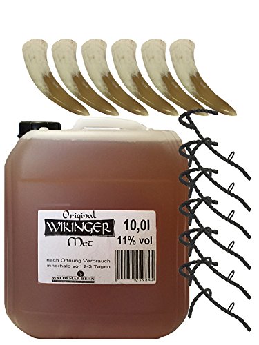 Wikinger Met 10 Liter Kanister + 6 Stück Trinkhörner 0,2 Liter + 6 Stück Trinkhornständer Wikinger Met 10 Liter Kanister + 6 Stück Trinkhörner 0,2 Liter + 6 Stück Trinkhornständer von Unbekannt
