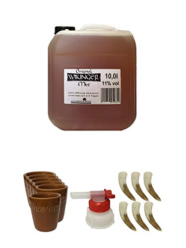 Wikinger Met 10 Liter Kanister + Tonbecher 6er Set + Ausgießer + 6 Trinkhörner 0,1 Liter Wikinger Met 10 Liter Kanister + Tonbecher 6er Set + Ausgießer + 6 Trinkhörner 0,1 Liter von Unbekannt