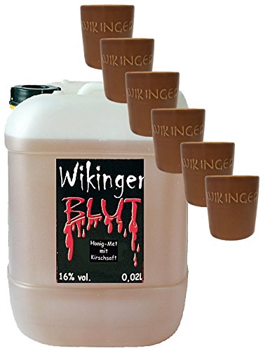 Wikingerblut im Kanister 10 Liter + 6 Stück Wikinger Tonbecher"Groß" von Unbekannt