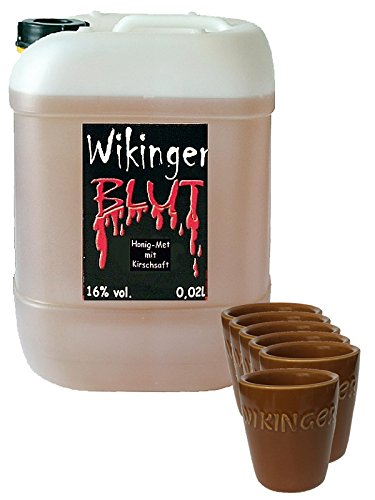 Wikingerblut im Kanister 10 Liter + 6 Stück Wikinger Tonbecher von Unbekannt