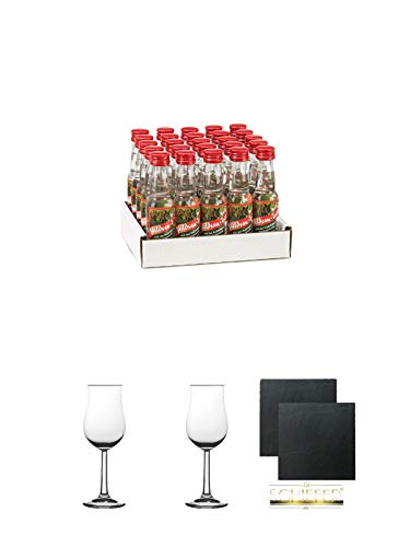 Wildsautropfen mit Himbeernote 25 x 0,02 Liter Minis + 2 Bugatti Nosing Gläser mit Eichstrich 2cl und 4cl + 2 Schiefer Glasuntersetzer eckig ca. 9,5 cm Ø Wildsautropfen mit Himbeernote 25 x 0,02 Liter Minis + 2 Bugatti Nosing Gläser mit Eichstrich 2cl und 4cl + 2 Schiefer Glasuntersetzer eckig ca. 9,5 cm Ø von Diverse