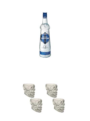 Wodka Gorbatschow 0,70 Liter + Wodka Totenkopf Shotglas 2 Stück + Wodka Totenkopf Shotglas 2 Stück von Unbekannt