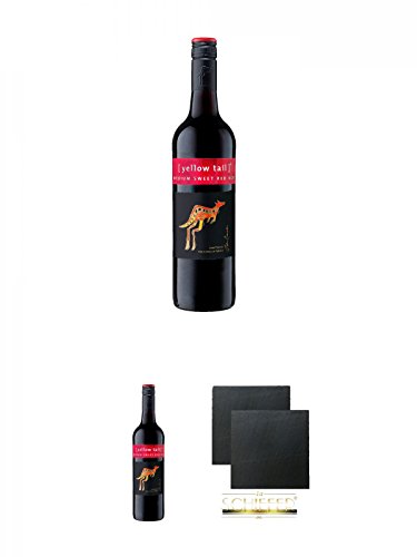 [yellow tail] Medium Sweet Red Roo 0,75 Liter + [yellow tail] Medium Sweet Red Roo 0,75 Liter + Schiefer Glasuntersetzer eckig ca. 9,5 cm Ø 2 Stück von Unbekannt