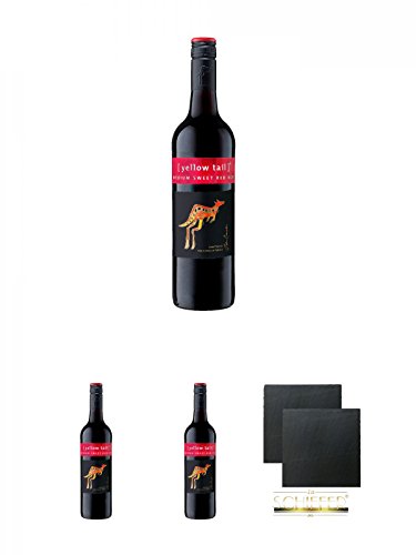 [yellow tail] Medium Sweet Red Roo 0,75 Liter + [yellow tail] Medium Sweet Red Roo 0,75 Liter + [yellow tail] Medium Sweet Red Roo 0,75 Liter + Schiefer Glasuntersetzer eckig ca. 9,5 cm Ø 2 Stück von Unbekannt