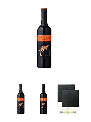 [yellow tail] Merlot 0,75 Liter + [yellow tail] Merlot 0,75 Liter + [yellow tail] Merlot 0,75 Liter + Schiefer Glasuntersetzer eckig ca. 9,5 cm Ø 2 Stück von Unbekannt