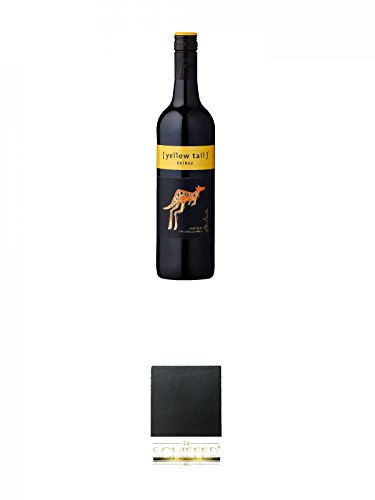 [yellow tail] Shiraz 0,75 Liter + Schiefer Glasuntersetzer eckig ca. 9,5 cm Durchmesser von Unbekannt