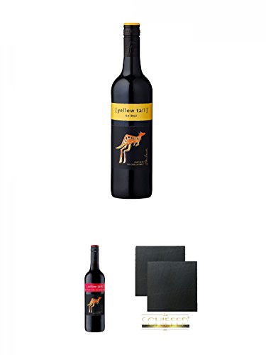 [yellow tail] Shiraz 0,75 Liter + [yellow tail] Medium Sweet Red Roo 0,75 Liter + Schiefer Glasuntersetzer eckig ca. 9,5 cm Ø 2 Stück von Unbekannt