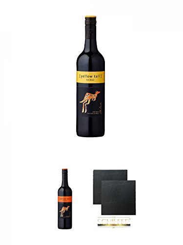 [yellow tail] Shiraz 0,75 Liter + [yellow tail] Merlot 0,75 Liter + Schiefer Glasuntersetzer eckig ca. 9,5 cm Ø 2 Stück von Unbekannt