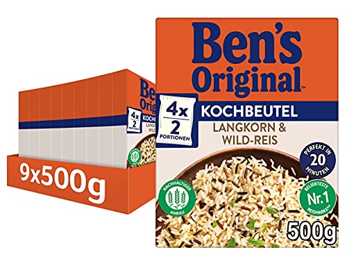 BEN’S ORIGINAL Ben's Original Langkorn & Wildreis, 20 Minuten Kochbeutel, 9 Packungen (9 x 500g) von BEN’S ORIGINAL