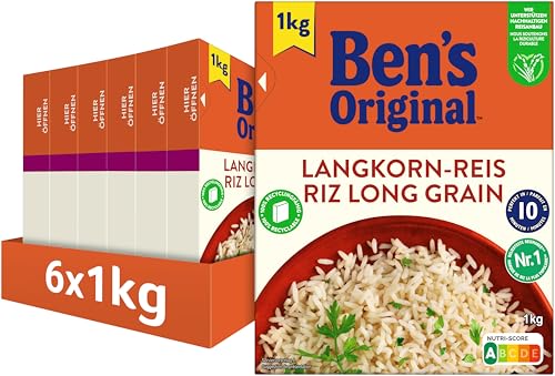 BEN’S ORIGINAL Ben's Original Original Langkorn Reis Lose 10-Minuten, 6 Packungen (6 x 1kg) von Ben's Original