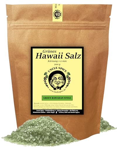 Uncle Spice Hawaii Salz grün - 200g grünes Hawaiisalz - Premiumqualität - grünes DEKORSALZ - Bamboo Jade Salt - Ideal zur Dekoration von Uncle Spice