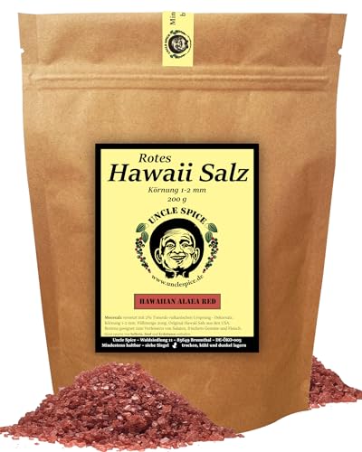 Uncle Spice Hawaii Salz rot - 200g rotes Hawaiisalz - Premiumqualität - rotes DEKORSALZ - Alea Red Hawaiian Salt - Perfekt zur Dekoration von Uncle Spice