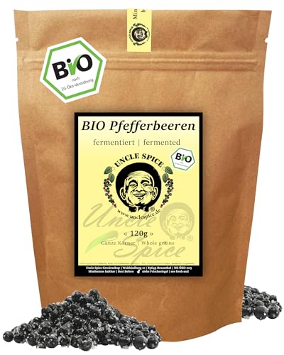 UNCLE SPICE® BIO fermentierter Pfeffer - 120g echter BIO Pfeffer fermentiert aus Kambodscha - Premiumqualität - weiche fruchtige Pfefferbeeren, ein pfeffrig-kulinarisches Highlight, DE-ÖKO-005 von Uncle Spice