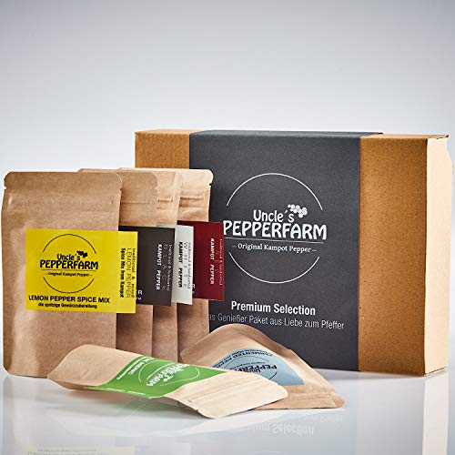 Kampot Pfeffer Geschenkset "Premium Selection" - 6 hochwertige Pfeffer-Spezialitäten - Je 35g Kampot Pfeffer Geschenkset "Premium Selection" - 6 hochwertige Pfeffer-Spezialitäten - Je 35g von Uncle´s Pepperfarm