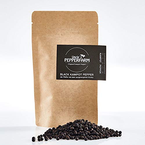 Uncle´s Pepperfarm Schwarzer Kampot Pfeffer - Sonnengetrocknete ganze schwarze Pfefferkörner aus Kambodscha - 70 g Uncle´s Pepperfarm Schwarzer Kampot Pfeffer - Sonnengetrocknete ganze schwarze Pfefferkörner aus Kambodscha - 70 g von Uncle´s Pepperfarm