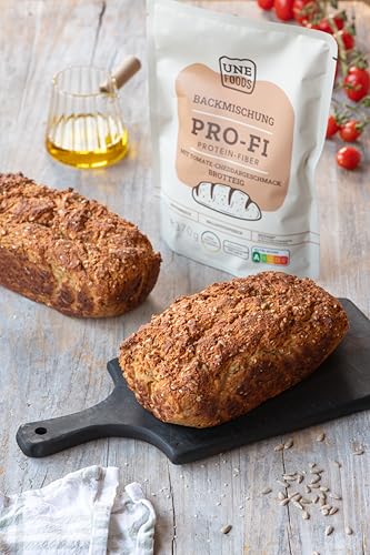 UNE FOODS PREMIUM Pro-Fi – 2er-Pack Low-Carb Protein-Fiber Brotbackmischung – je 370 g | Ballaststoffreich & Eiweißreich | Ohne Zuckerzusatz | Clean Label | Brot zum Selberbacken von Une Foods