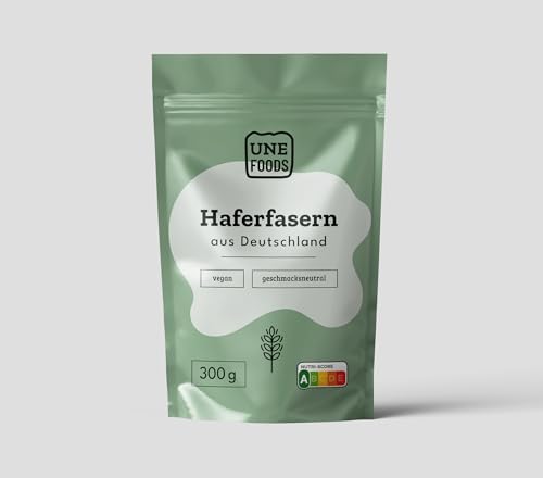 UNE FOODS PREMIUM Reine Haferfasern – 300 g | Ballaststoffreich & Clean Label | Ohne Zuckerzusatz | Vielseitig einsetzbar beim Backen, Kochen & Shakes von Une Foods