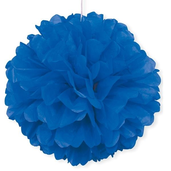 Puffball in Blau mit Band zum Befestigen, 1 blauer Pompom, 40cm von Unique