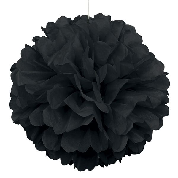 Puffball schwarz Papier 40cm, 1Stk. als Hängedeko für Ihre Party von Unique
