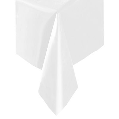 Tischdecke weiß, 137×274cm, einfarbige Partytischdecke aus Folie von Unique