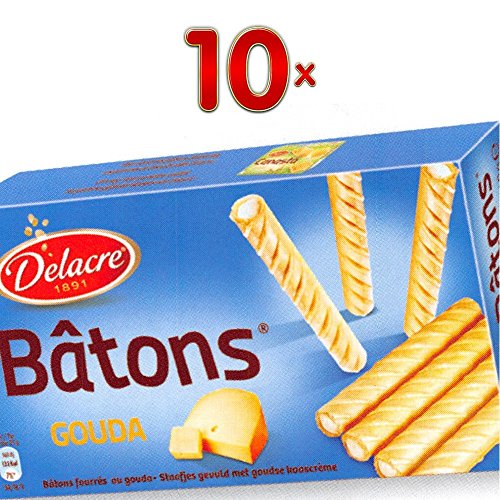Delacre Bâtons Fromage Gouda 10 x 60g Packung (mit Gouda-Käse-Geschmack gefüllte, knusprige Keskstiele) von United Biscuits