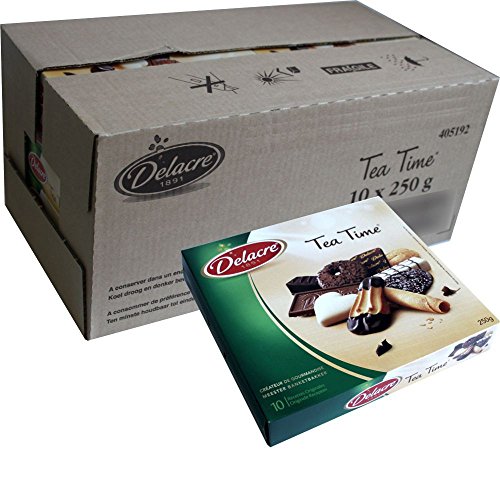 Delacre Tea Time 10 x 250g Packung (Gebäckmischung mit verschiedenen Keksen teilweise mit Schokolade umhüllt) von United Biscuits
