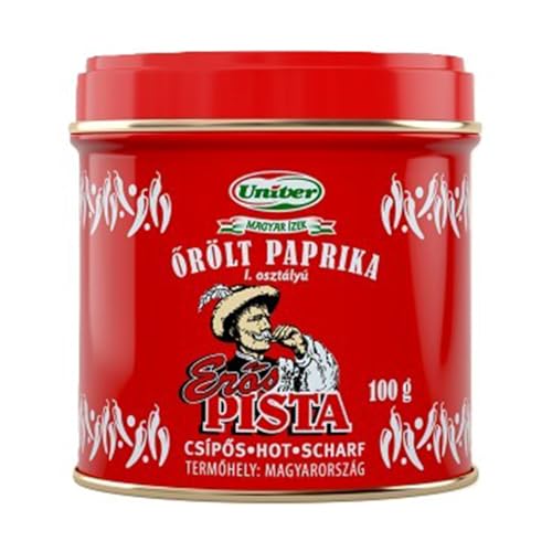 Univer Erös Pista Paprika Pulver in Dekorativer Dose, 100g - Scharf & Aromatisch - Souvenir aus Ungarn Univer Erös Pista Paprika Pulver in Dekorativer Dose, 100g - Scharf & Aromatisch - Souvenir aus Ungarn von Univer