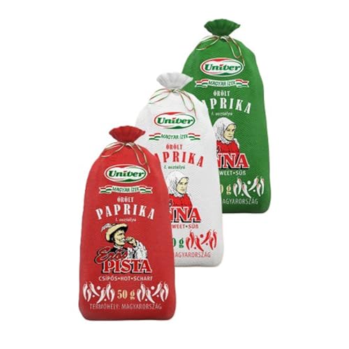 Univer Gewürzpaprika Set als Ungarisches Souvenir: Erös Pista (Scharf) & Edes Anna (Süß) - 3er Pack (3 x 50g) von Univer