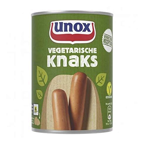 Unox Knaks Vegetaische Würstchen 400g I Vegetarische Würstchen auf der Basis von Pflanzenöl und Hühnereiweiss Unox Knaks Vegetaische Würstchen 400g I Vegetarische Würstchen auf der Basis von Pflanzenöl und Hühnereiweiss von Unox