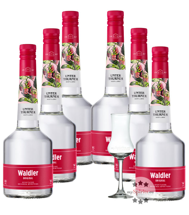 6 x Unterthurner Waldler Original + 1 x gratis Schnapskelch (39 % Vol., 4,2 Liter) von Unterthurner Privatbrennerei