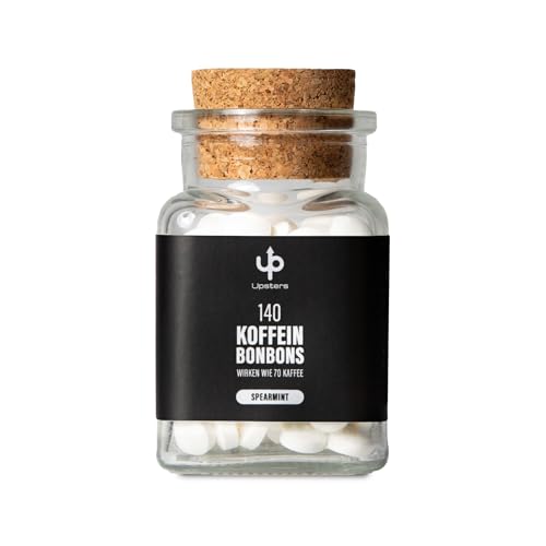 Upsters Koffeinbonbons Spearmint | Alternative zu Koffeintabletten | 140 Stück mit Koffein & B-Vitaminen – Energie wie 70 Kaffees | Zuckerfrei & vegan | Für Arbeit, Lernen & Autofahrten von Upsters