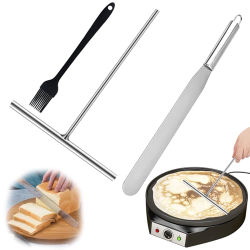 3 Stück Crepes Verteiler, Pancake Tools, Crepes Maker, Edelstahl Teigverteiler, Crepe Verteiler, Crepes Wender, Mit Bürste, Crepes Maker Zubehör, für Zuhause Küche Backen Kochen Backwerkzeuge 3 Stück Crepes Verteiler, Pancake Tools, Crepes Maker, Edelstahl Teigverteiler, Crepe Verteiler, Crepes Wender, Mit Bürste, Crepes Maker Zubehör, für Zuhause Küche Backen Kochen Backwerkzeuge von UptVin