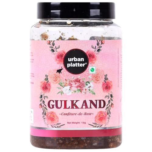 Urban Platter Natürlicher Gulkand (Rosenblütenmarmelade), 1 kg [100% natürlich, sonnengetrocknet, kühlendes Kühlmittel, Chaitri-Rosen] von Urban Platter